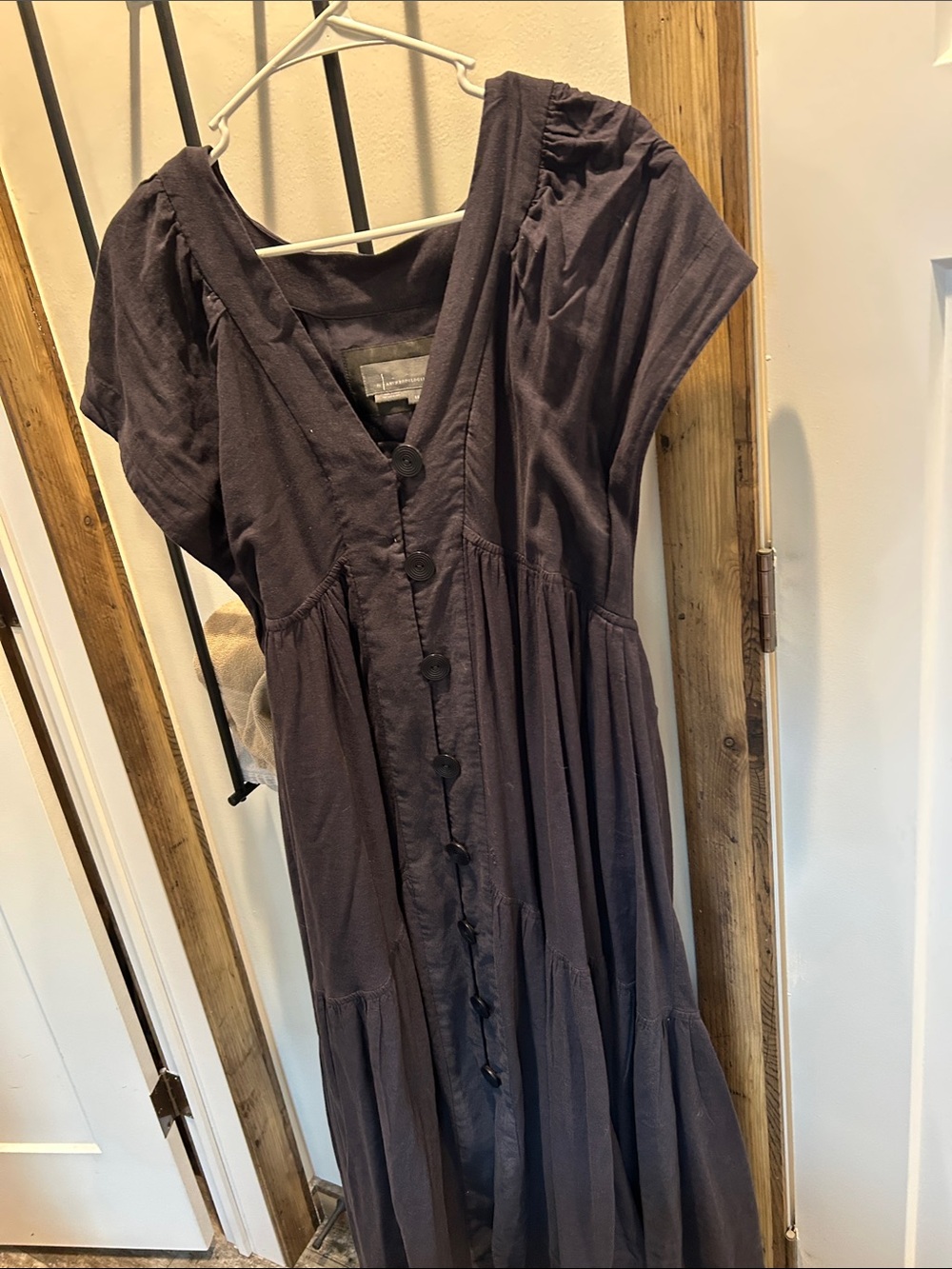 Anthropologie Women's Button-Front Maxi Dress in Navy